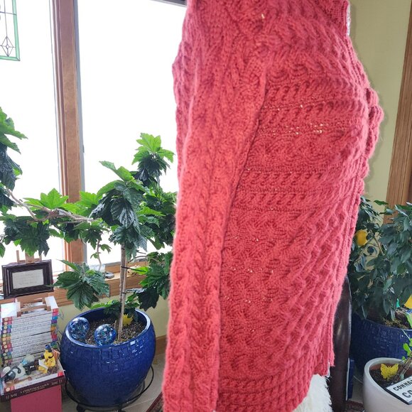 25072 Connemara Knitwear 100% Merino Wool Cardigan Irish Sweater Red Sz M - Picture 7 of 13